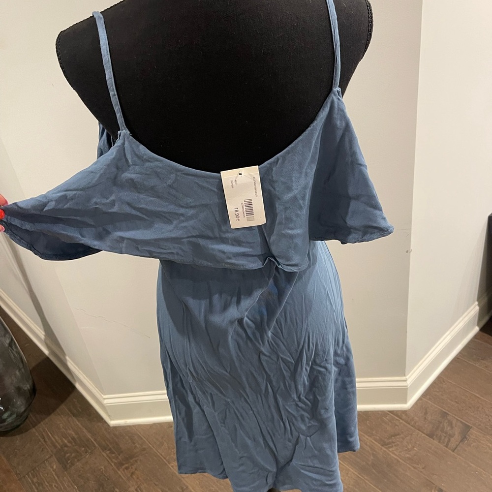 Blue Off-Shoulder Ruffle Summer Dress - Picture 5 of 6